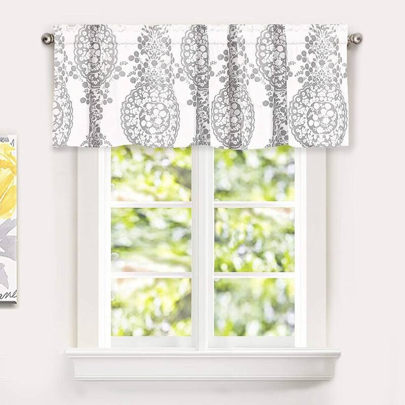 DriftAway Samantha Floral Damask Medallion Pattern Valance Rod Pocket