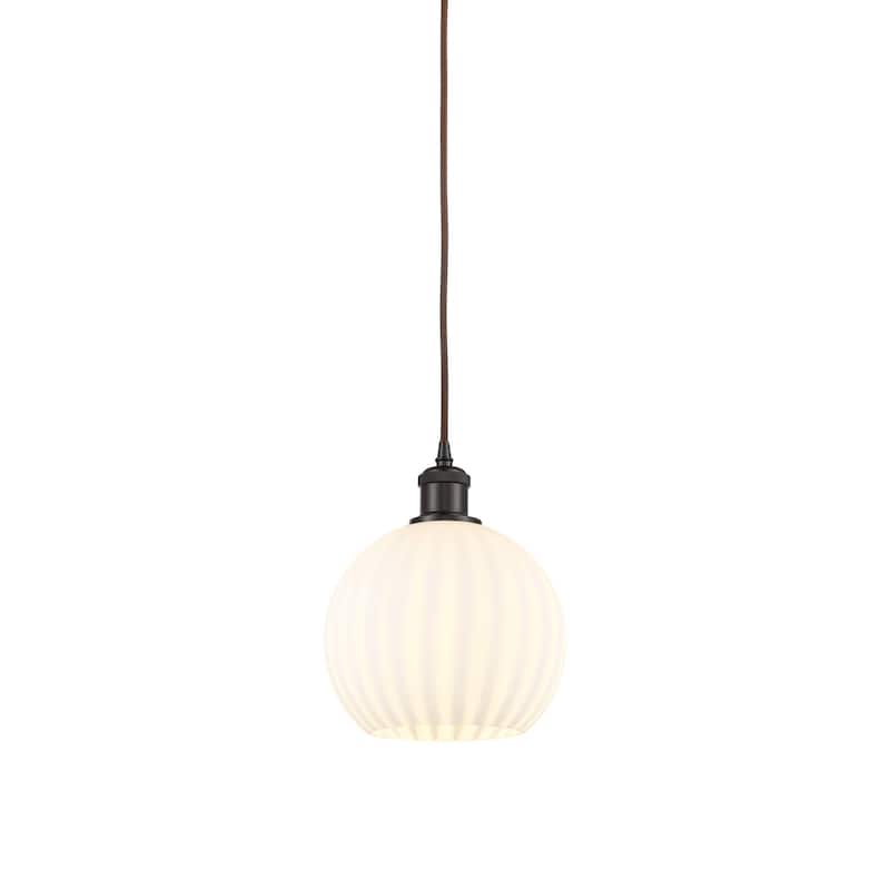 Innovations Lighting 516-1P-10-8 White Venetian Pendant White Venetian - Oil Rubbed Bronze