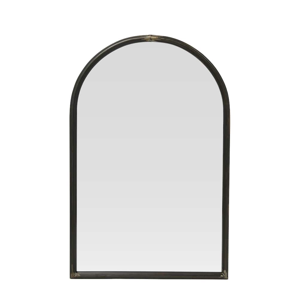 Arched Mirror with Metal Trim - Black