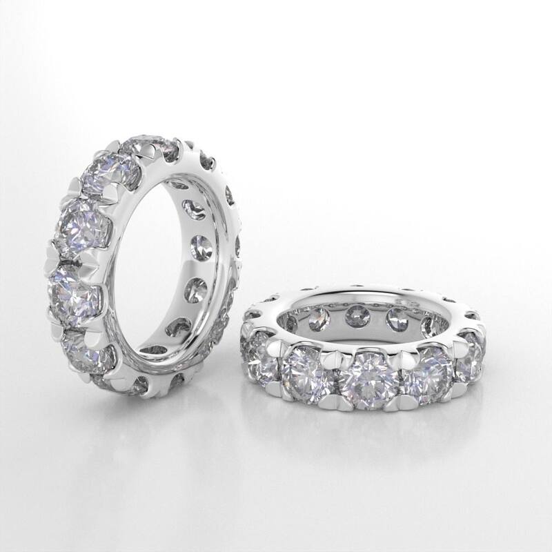 10 1/2 Carat (ctw) Natural Diamond Eternity ring in White Gold
