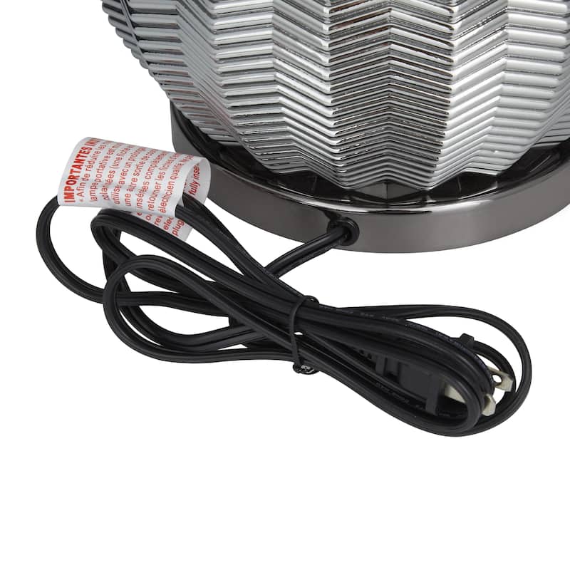 Polyester Room Table Lamp with Drum Shade - Silver - Roche River Decor