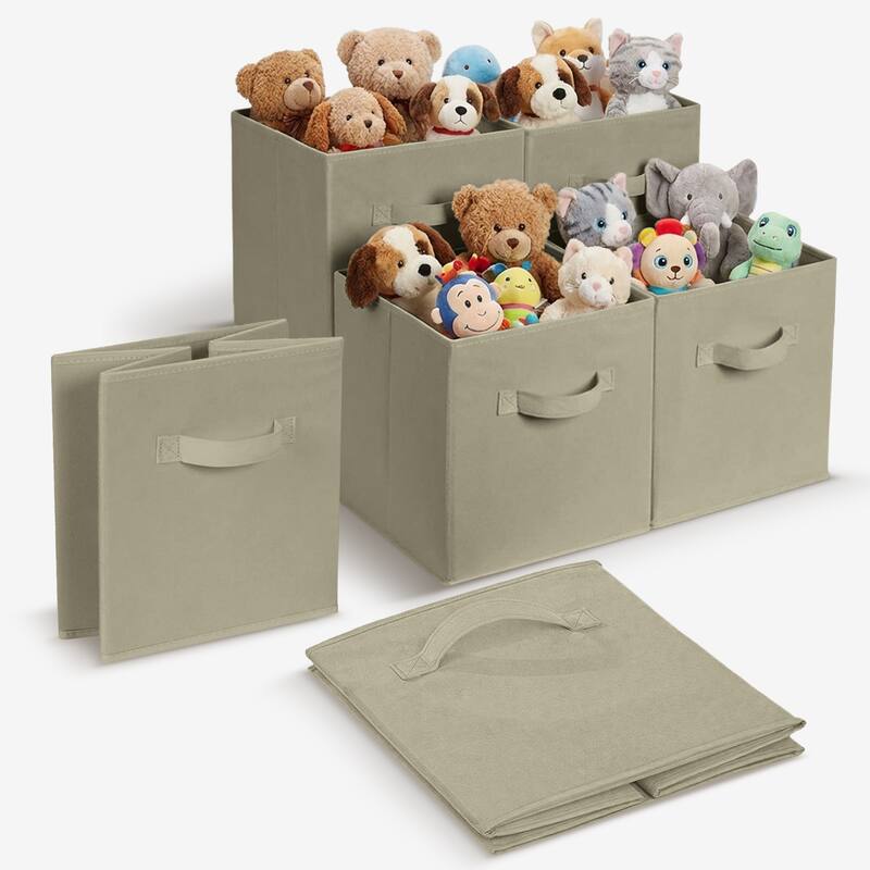 Cheer Collection 6 Pack Fabric Storage Cubes with Dual Handles Collapsible Organizer Bins
