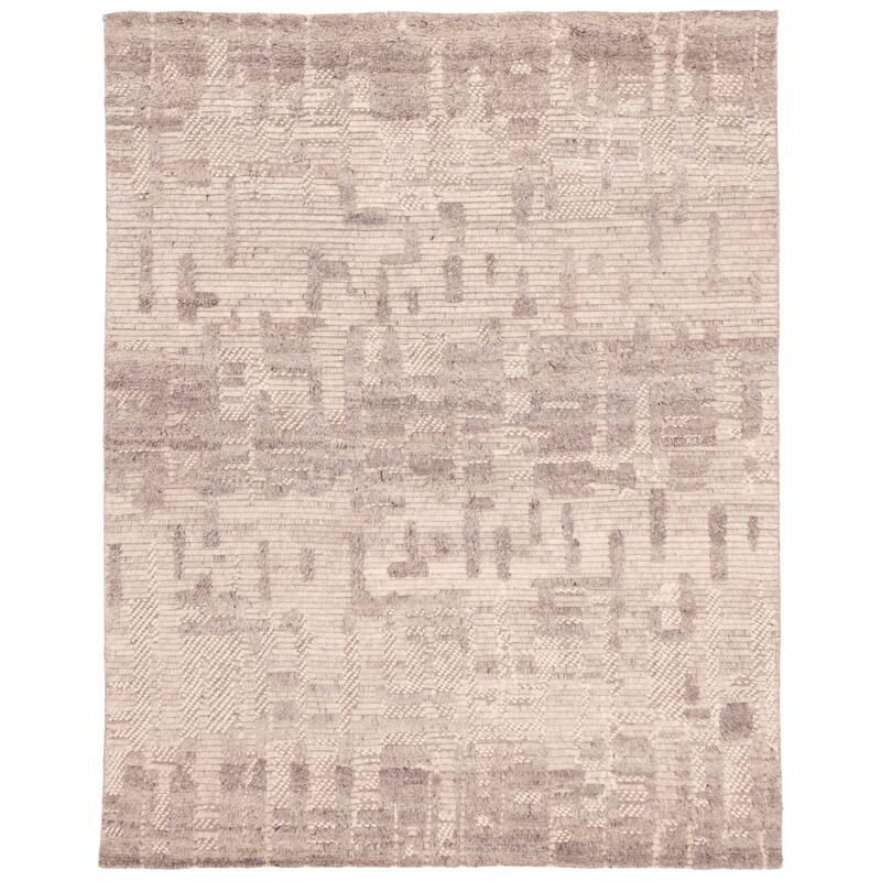 ECARPETGALLERY Hand-knotted Looma Light Grey Wool Rug - 7'10 x 9'11