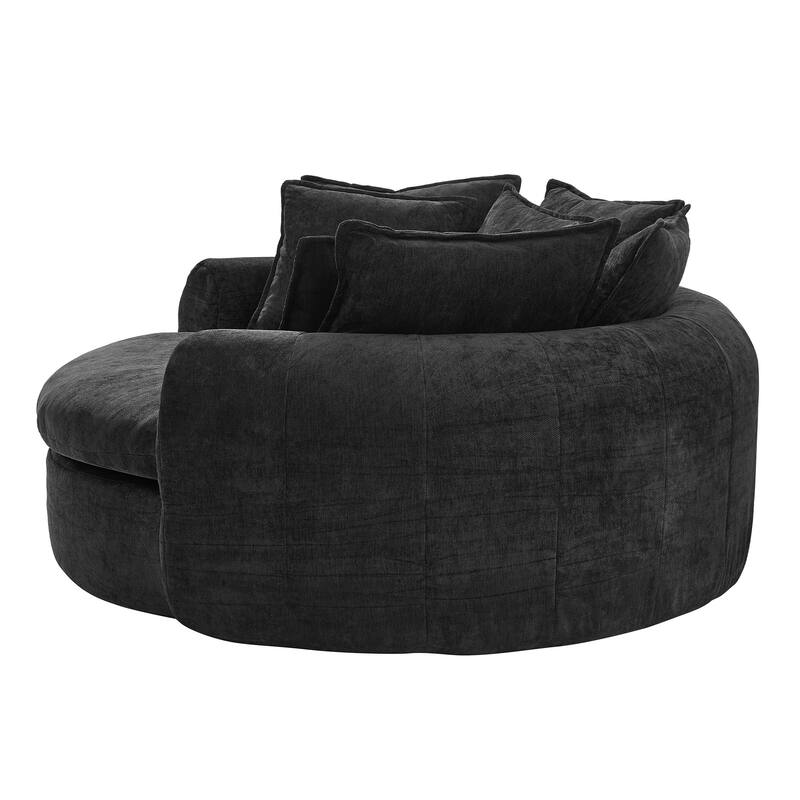 Round Chaise Lounge with Multiple Pillows by Harper&Bright Designs