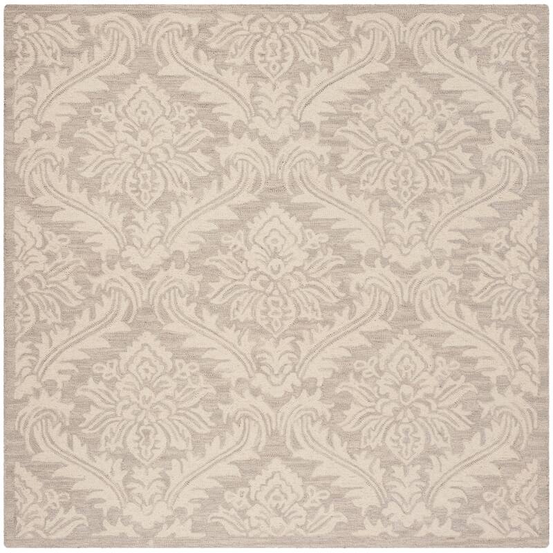 SAFAVIEH Handmade Micro-Loop Rolina Wool Rug - 5' Square - Silver