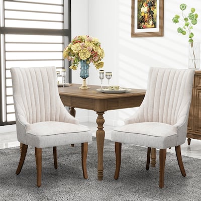 Wingback Upholstered Dining Chairs Set of 2, Fabric Side Dining Room Chairs, Living Room Chairs for Home Kitchen