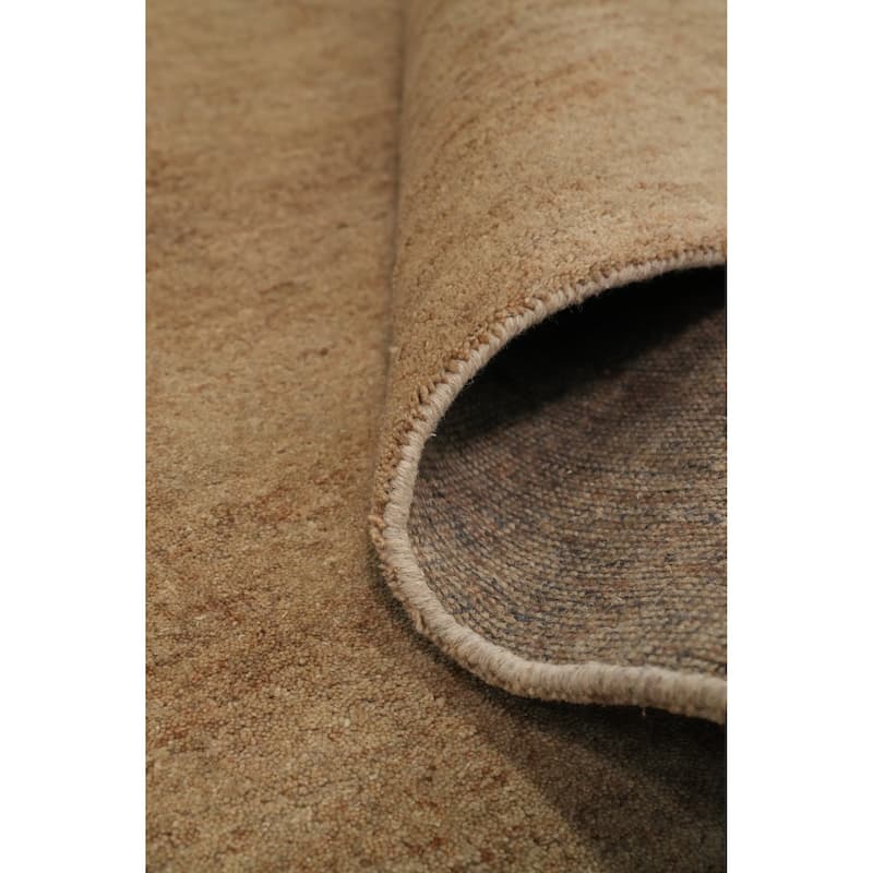 Hand Knotted Oriental 100% Wool Carpet Modern Solid Brown Gabbeh Area Rug - 9' 6'' X 6' 4''