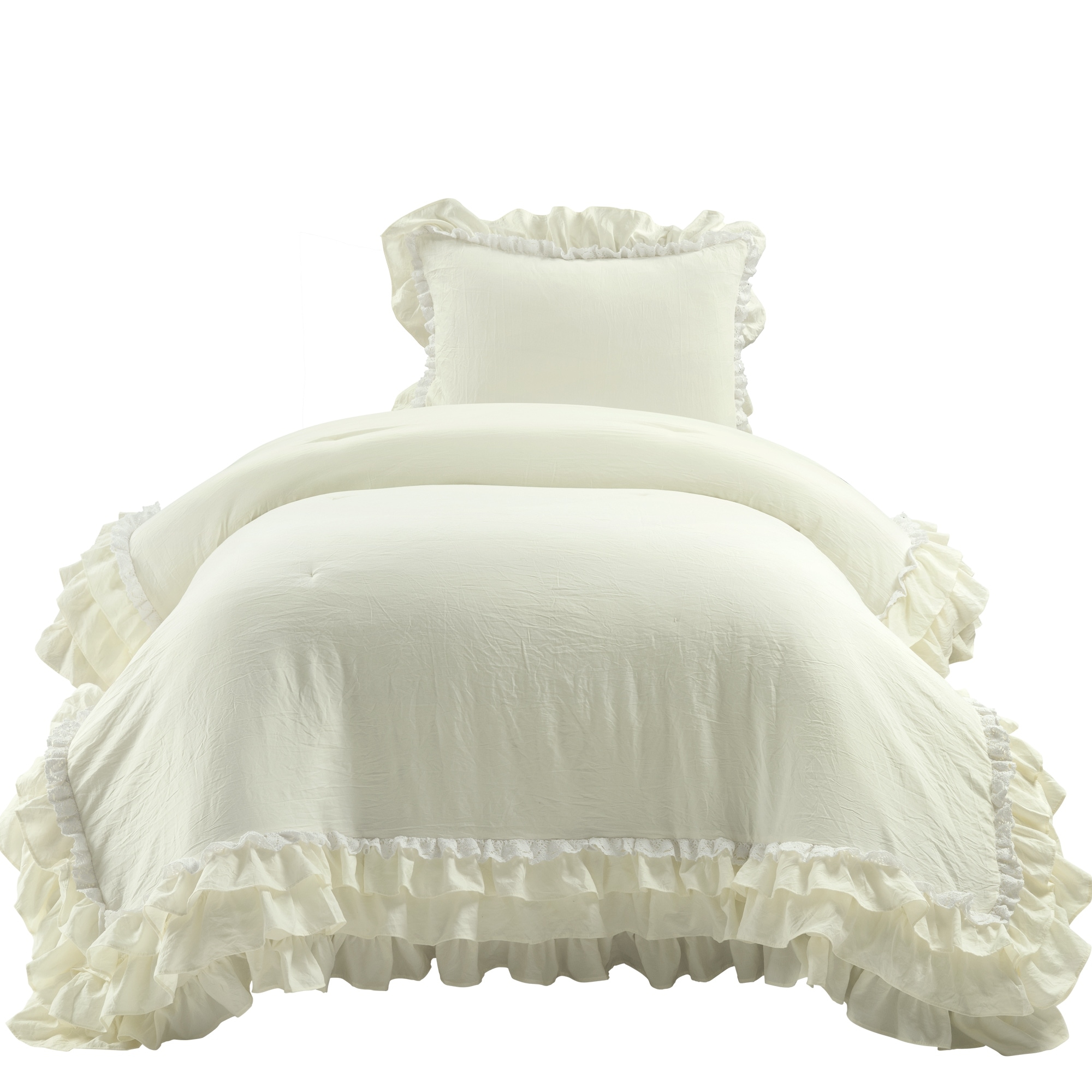 Silver Orchid Gerard Shabby Chic Ruffle Lace Comforter Set