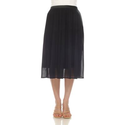 White Mark Womens Chiffon Midi Skirt Pleated Lined Flowy Size Options