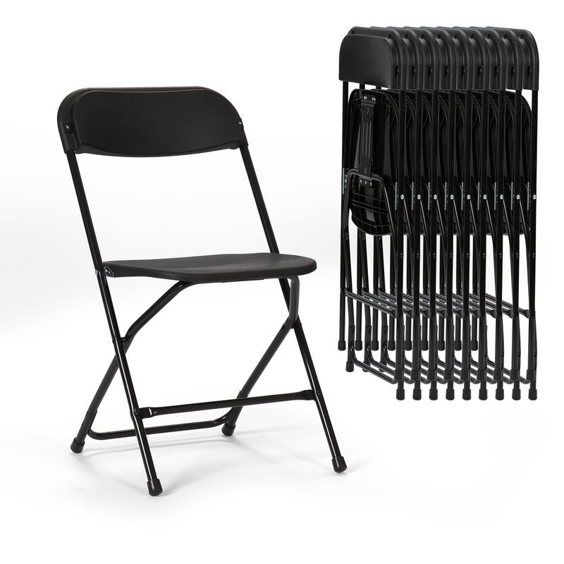 Ukuowu 10 Pack Plastic Folding Chair 350lb. Capacity for Events Office Wedding Party Picnic Kitchen Dining - Black