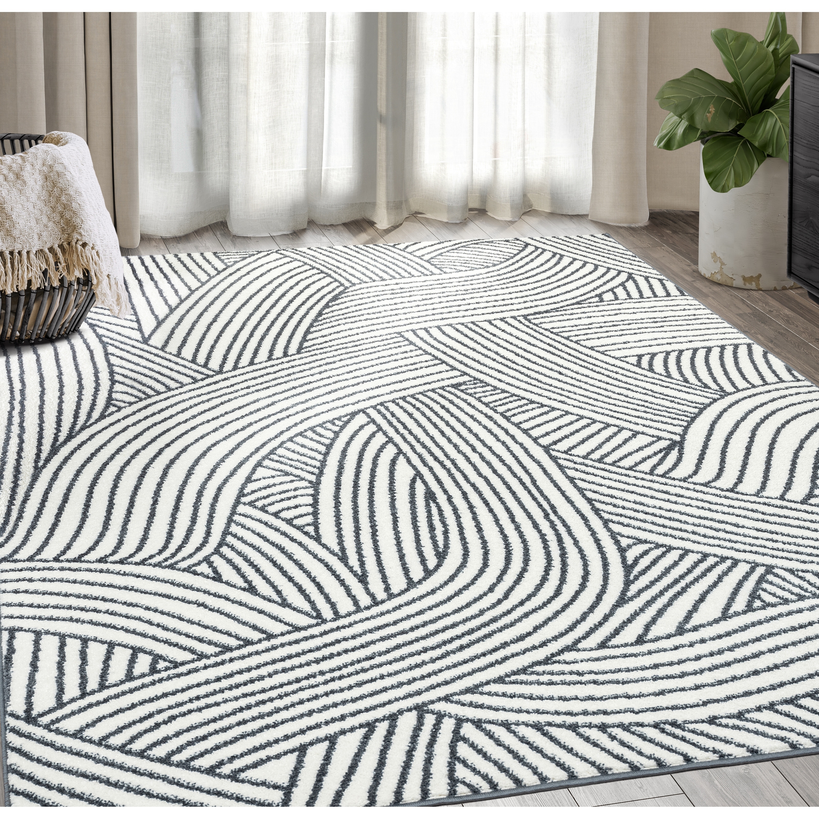 Abani Rugs Nuevo NUE230A Modern Lined Area Rug
