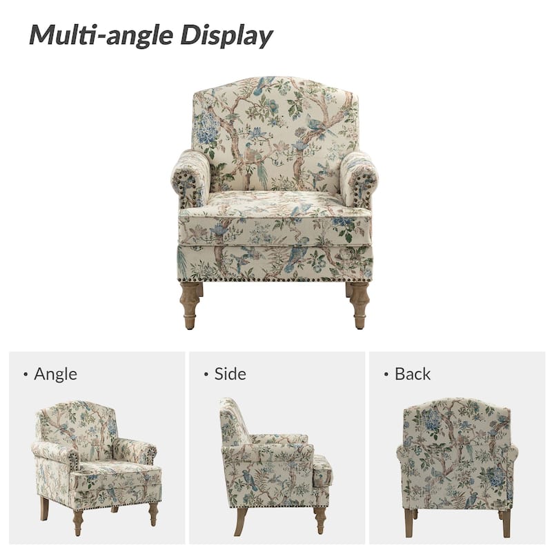 Yahweh Farmhouse Nailhead Armchair with Rolled Arms by HULALA HOME(Set of 2)