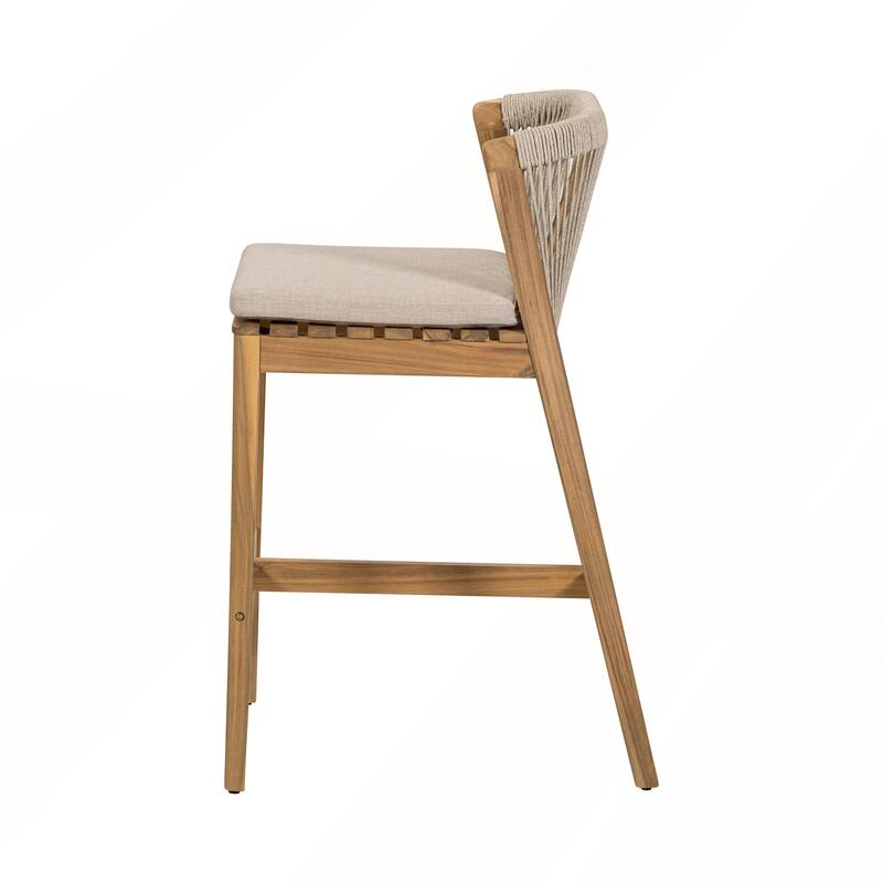 Outdoor Barstool with Beige Cushion Set of 2
