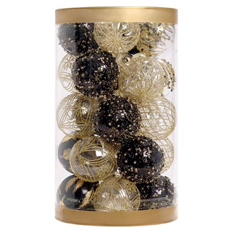 25 Pcs Christmas Decoration Ball Ornaments Set for Holiday Party Wedding - N/A - Black