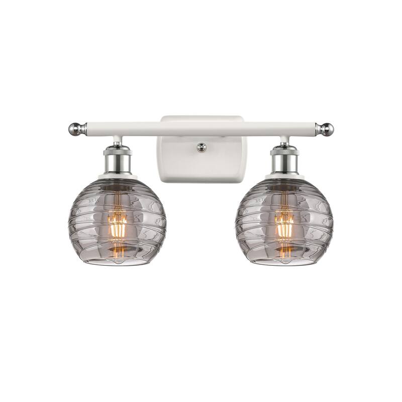 Innovations Lighting 516-2W-10-16 Athens Deco Swirl Vanity Athens Deco - White Polished Chrome / Light Smoke Deco Swirl