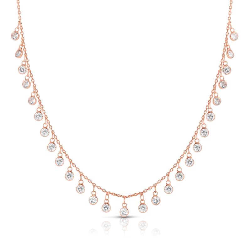 Soleil Sterling Silver Cubic Zirconia Charm Necklace - Rose
