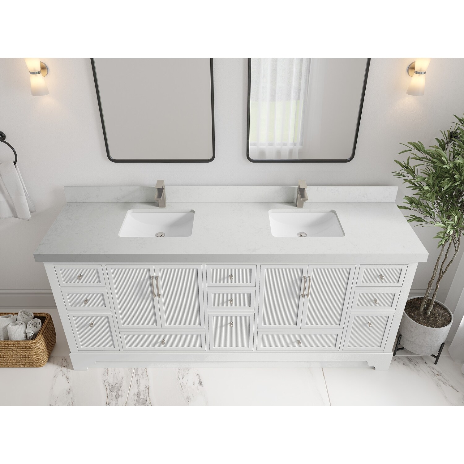 Willow Collections 80 in. W x 22 in. D Alys Double Bowl Sink Bathroom Vanity with Countertop