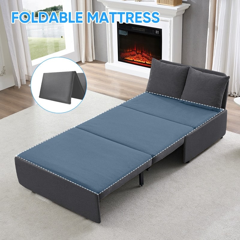 Mixoy Full/Queen Size Sofa Bed,2 in 1 Convertible Linen 1-Seater/Loveseat Sleeper Sofa Couch with Cushions