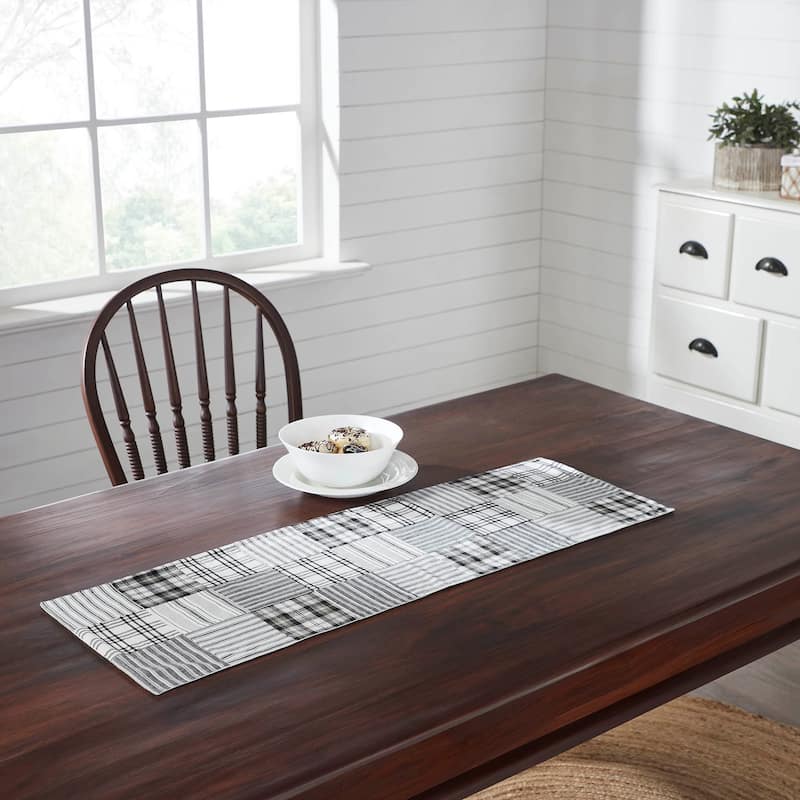 Sawyer Mill Black Runner Quilted 12x36 - 12x36 - White
