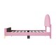 preview thumbnail 7 of 8, Velvet Upholstered Bed Frame Platform Bed with Classic Semi-circle Shaped Headboard & Metal Legs for Kids,Pink - Full
