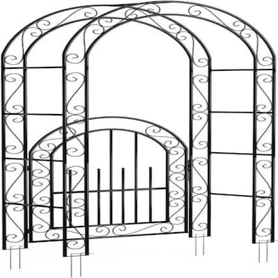 7ft Garden Trellis and Wedding Arch with Gate, Perfect for Climbing Roses and Flowers