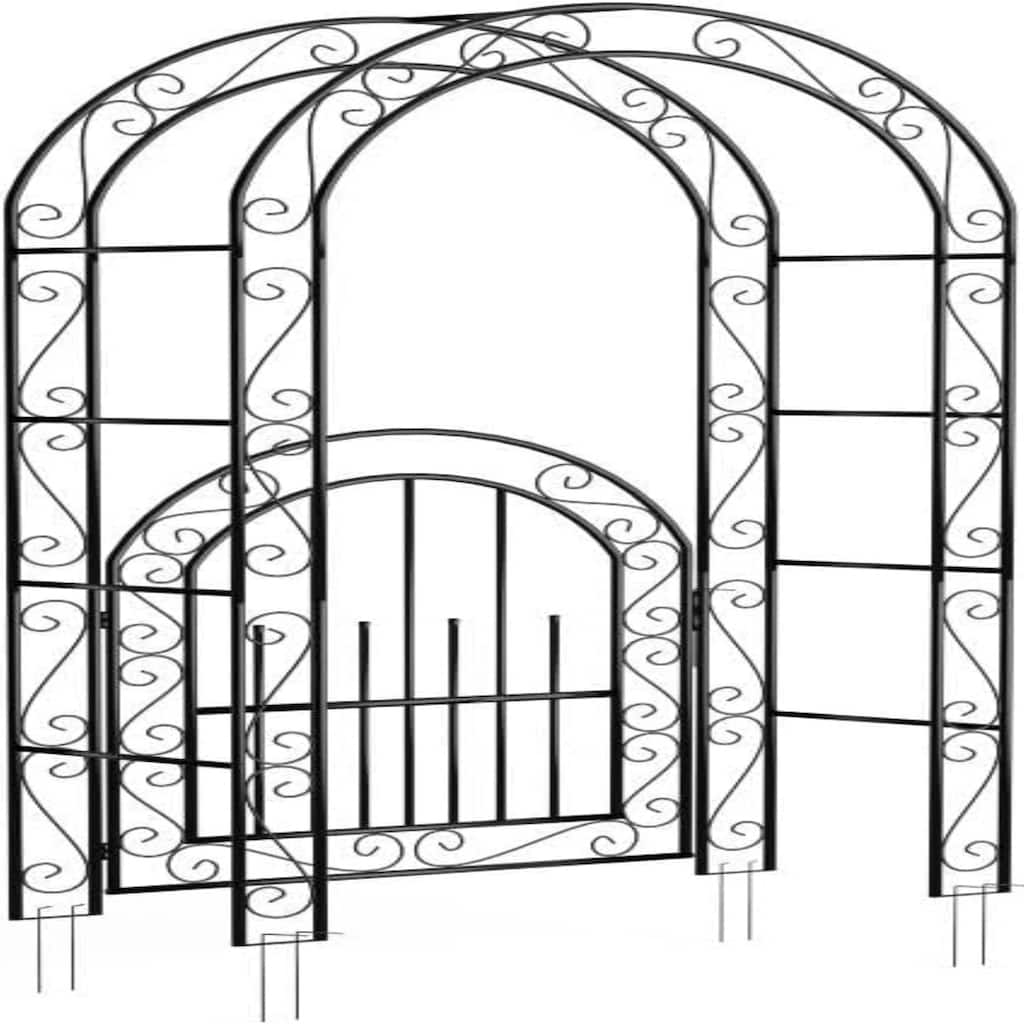 7ft Garden Trellis and Wedding Arch with Gate, Perfect for Climbing Roses and Flowers