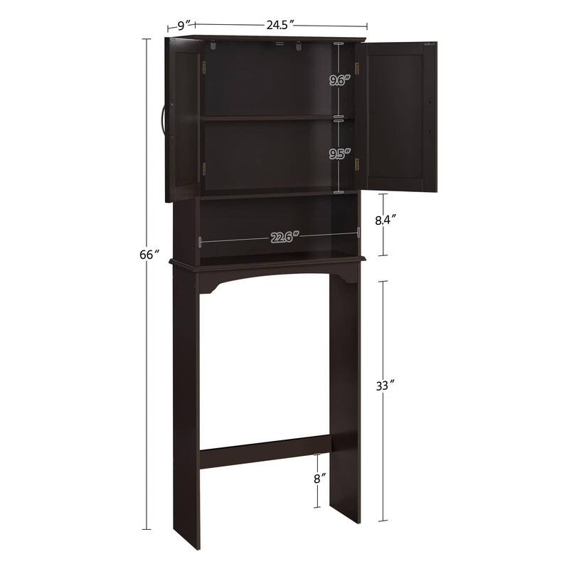 Over the Toilet Storage Cabinet - 9"D x 24.5"W x 66"H