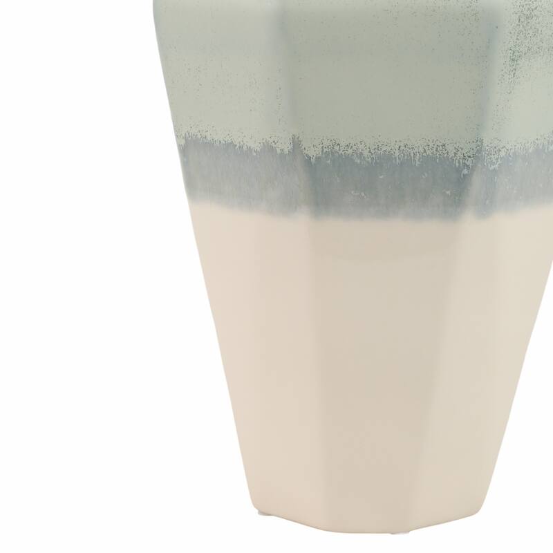 Earthenware Vase Faceted Design Ombre Finish Modern Geometric Style