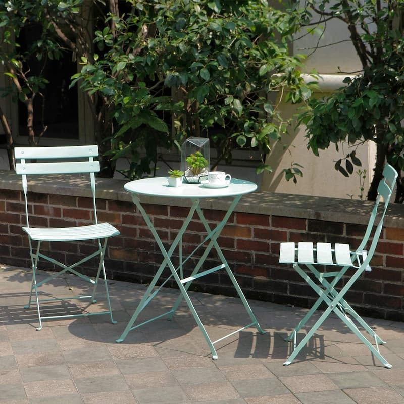 3-Piece Bistro Set Folding Outdoor Furniture Sets with Premium Steel Frame Portable Design for Bistro & Balcony
