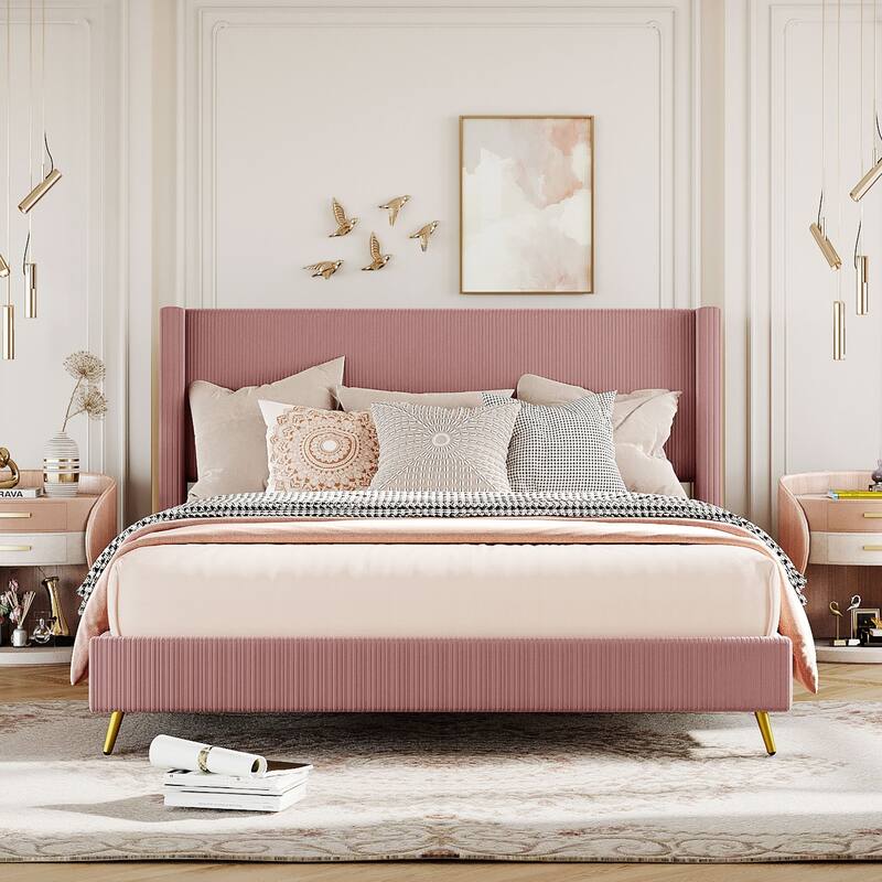 Queen Size Platform Bed with Metal Legs