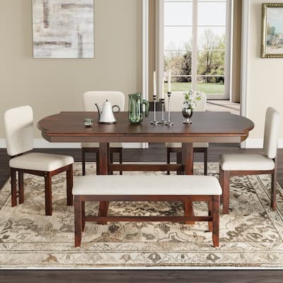6-Piece Extendable Dining Table Set with a Removable 18” Leaf by Harper&Bright Designs