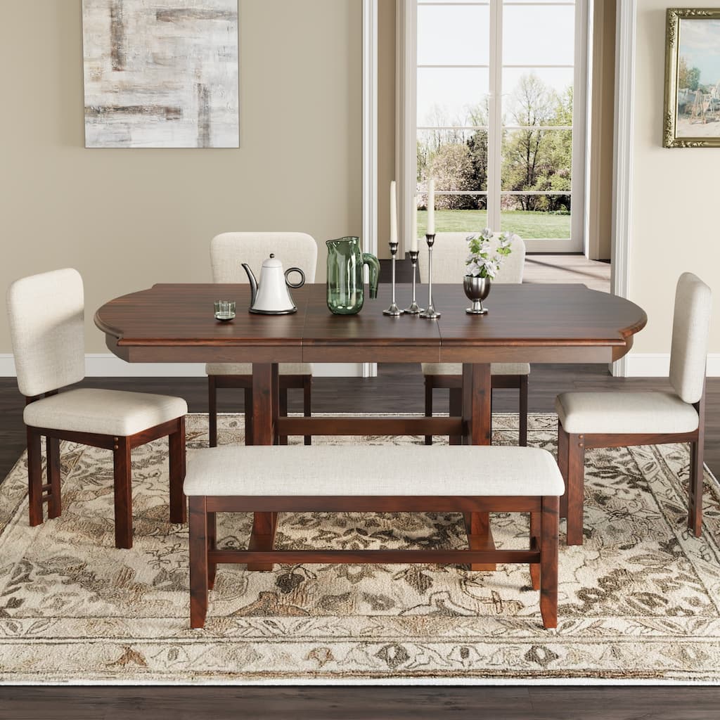 6-Piece Extendable Dining Table Set with a Removable 18” Leaf by Harper&Bright Designs