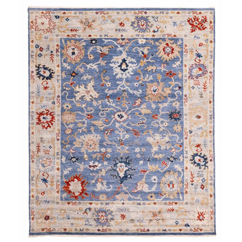 ECARPETGALLERY Hand-knotted Modern Oushak Dark Blue Wool Rug - 8'3 x 10'2