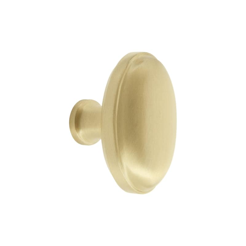 Grandeur EDEN-BRASS-KNOB Eden Prairie 1-3/4” Solid Metal Vintage Oval - Satin Brass