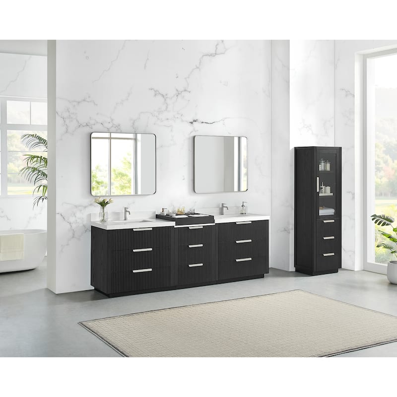 Santarem Double Vanity with Pure White Quartz Stone Top without Mirror