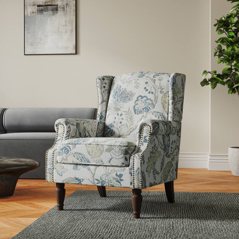 Patterned Upholstered Accent Chair for Living Room