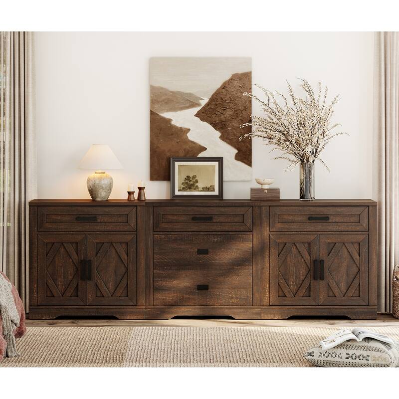 Large TV Stand,3/4-in-1 Farmhouse TV Console Table with Storage Barn Door Cabinet