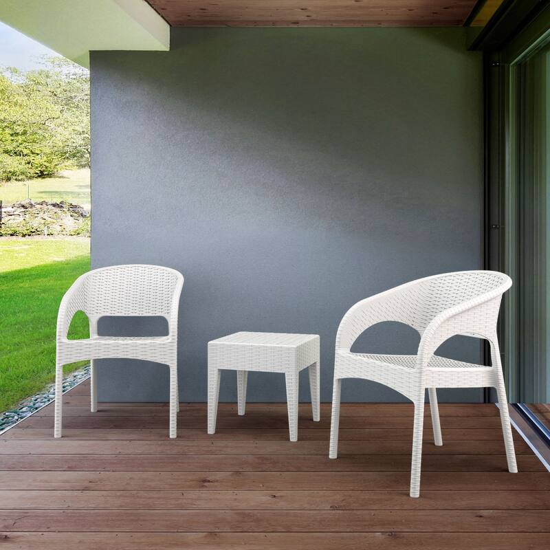 3-Piece White Patio Seating Conversation Set 32"
