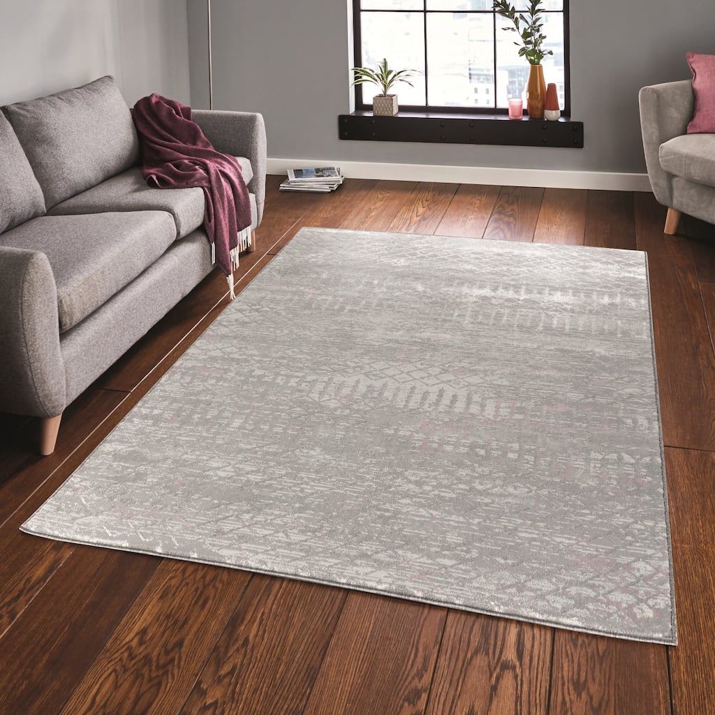 Maz Collection Abstract Geometric Area Rug