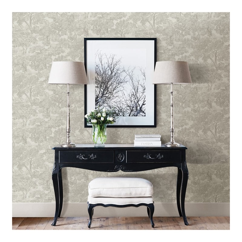 Chesapeake Blyth Grey Toile Wallpaper - 20.5 x 396 x 0.025