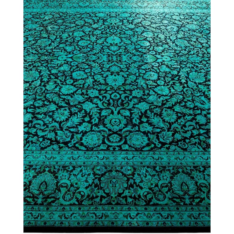 Overton Hand Knotted Wool Vintage Inspired Modern Contemporary Overdyed Black Area Rug - 8' 3" x 10' 1"
