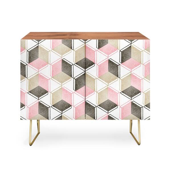 slide 1 of 12, Deny Designs Geometric Shapes Credenza (Birch or Walnut, 2 Leg Options)