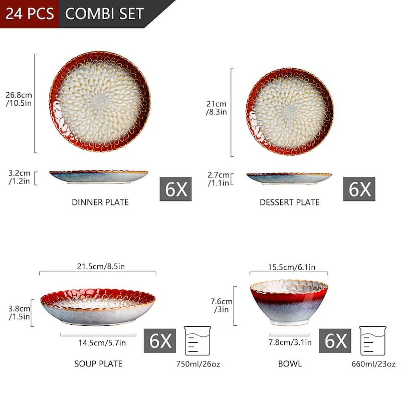 vancasso Chrys Flambed Glaze Stoneware Dinnerware Set