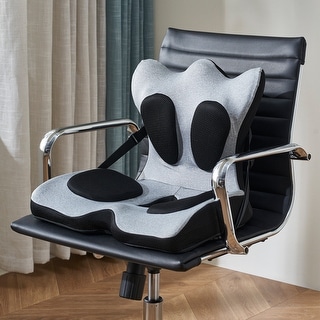 CAROCC Gray and Black Full Support Seat Cushion Ergonomic Foam-latex Pad and Fabric upholstery