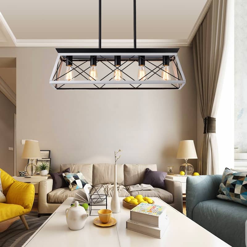 31.5in Dimmable 5-Light Farmhouse Chandeliers For Dining Room No Bulb