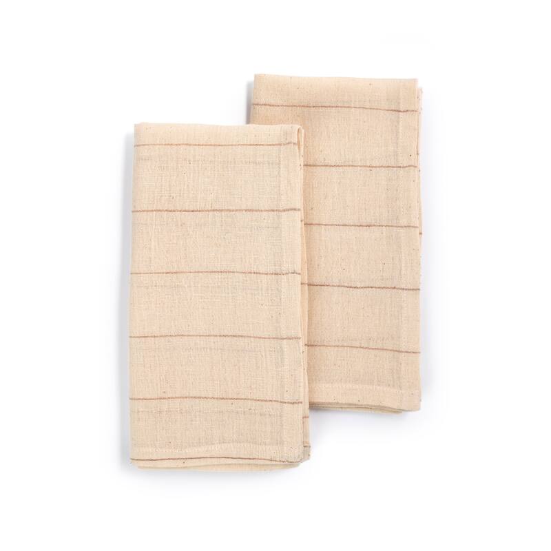 BELIEVE Napkins by Sustainable Threads | Handmade | 100% Cotton | Fair Trade | Eco-Dyed | 20"x20" (Set of 2) -  Set of 2, 20"x20" by Sustainable Threads|Brown