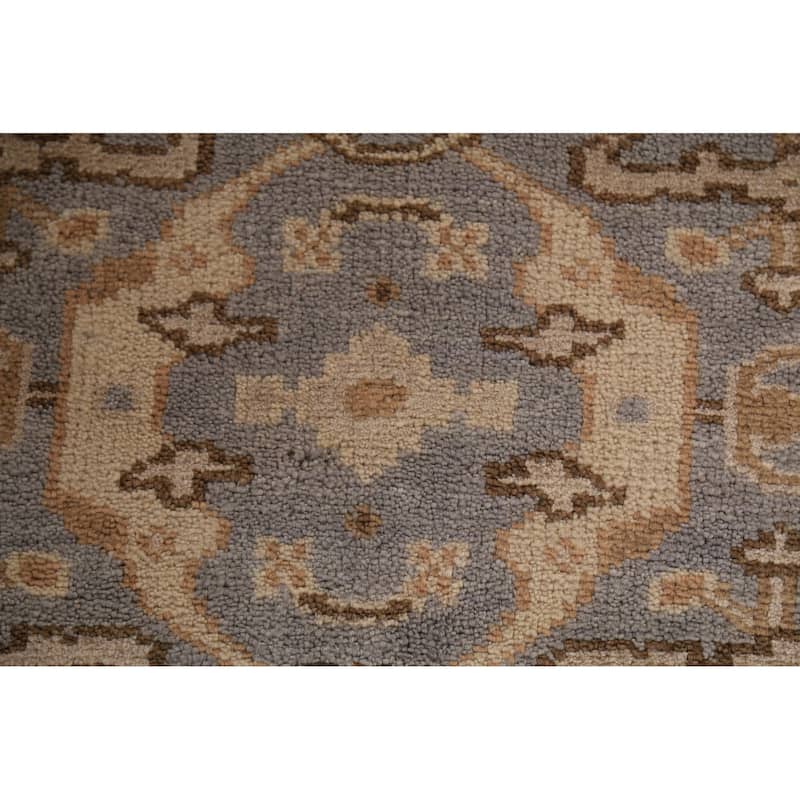 Gray Oushak Oriental Runner Rug Hand-Knotted Wool Carpet - 2'8" x 8'4"