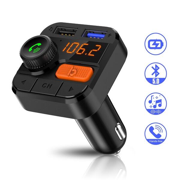 Upgraded Car Bluetooth 5 0 Fm Transmitter Wireless Fm Radio Music Player Super Bass 3 Ways Play Fast Charger By Agptek Overstock