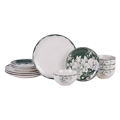 Brittany 12-Piece Sage Porcelain Dinnerware Set (Service for 4)
