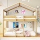 preview thumbnail 10 of 16, Twin over Twin Wood Bunk Bed with Tent, Espresso Natural